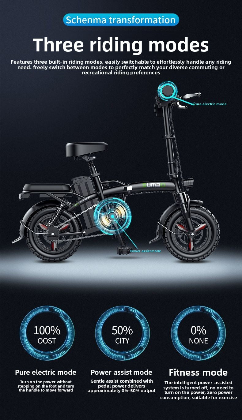 German Mingding Electric Bicycle Foldable Electric Bike Commuter Small Ultra-light Portable Adult Power-assisted Battery Bike