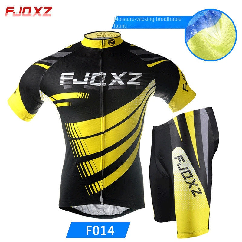 Fjqxz Summer Breathable Bicycle Short-Sleeve Cycling Clothes Suit Mountain Bike Clothing Road Bike Thin Men's Equipment