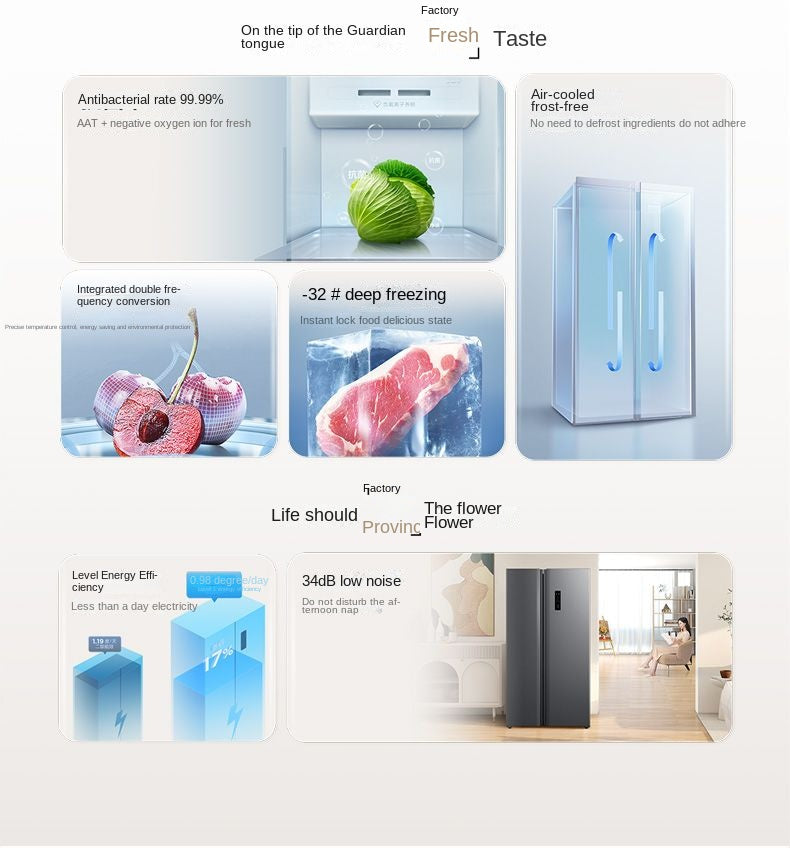 TCL Refrigerator 639 Liters Super Large Capacity Double-Door First-Class Energy Efficiency Double Cycle Air Cooling Frostless Integrated Double Frequency Conversion