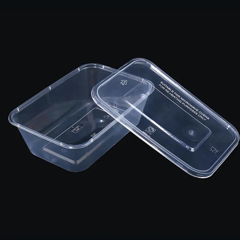 Disposable rectangular lunch box transparent tape cover thickened plastic take away fast food lunch box bento bowl