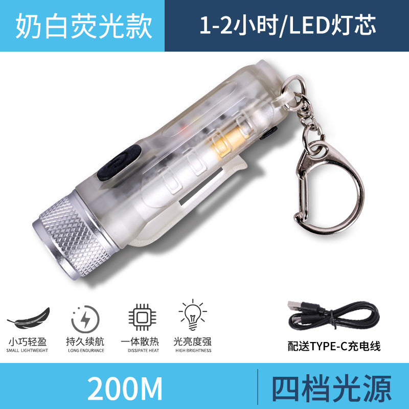 USB Rechargeable Strong Light Multifunctional Mini Flashlight Small Outdoor Portable Led Keychain Flashlight