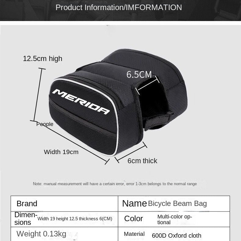 Merida Bicycle Bag Front Beam Bag Mountain Bike Upper Tube Bag Saddle Bag Waterproof Phone Bag Genuine Goods Cycling Fitting