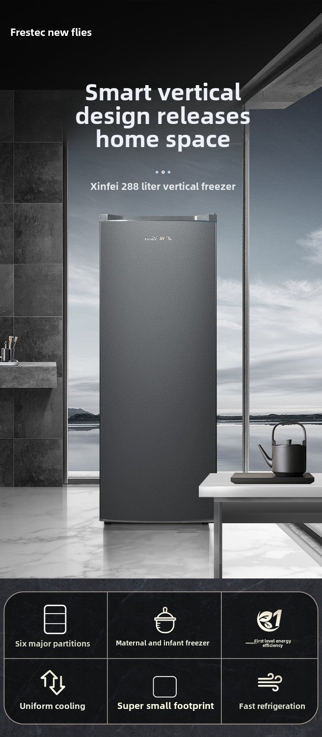 Frestec 288L Vertical Type Cabinet Freezer First-Class Large Capacity Drawer Type Genuine Goods Vertical Freezer BD-288LKAT
