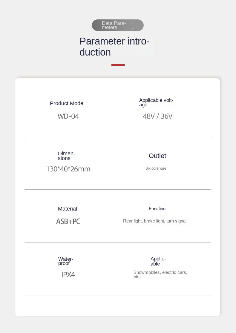 New Safety Night Riding LED High Brightness Electric Bike Brake Rear Light Waterproof Racing Steering Electric Bike Tail Light