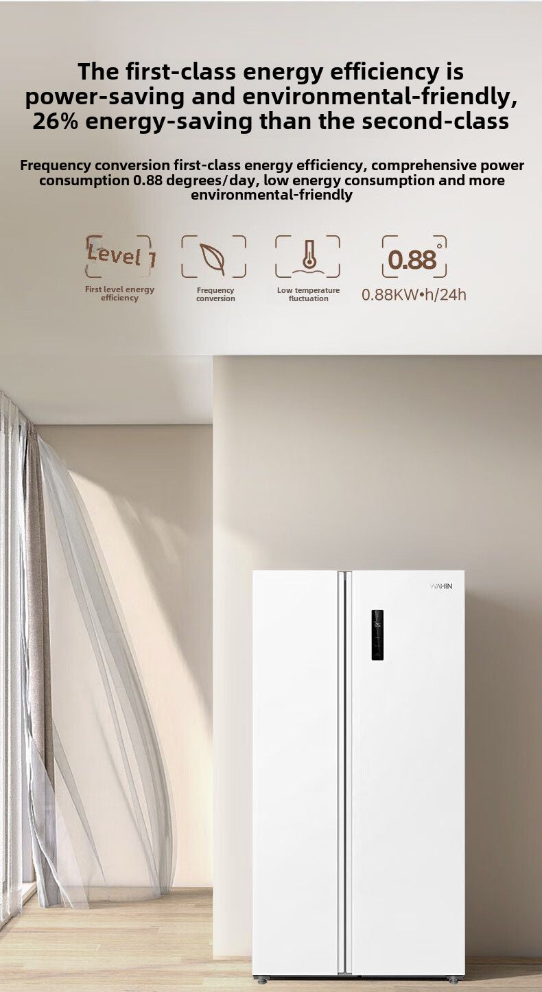 Midea Hualing Magic Machine 610 White Double-Door Household Large Capacity First-Class Energy Efficiency Air Cooling Frostless Refrigerator