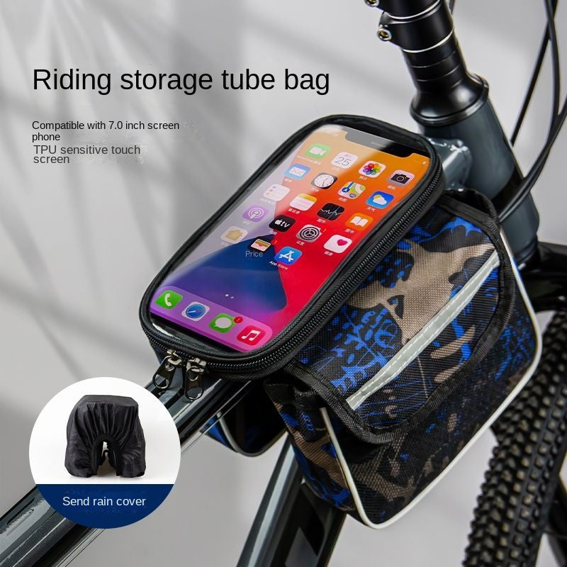 Bicycle Bag Touch Screen Bag Upper Tube Bag Waterproof Saddle Bag Mountain Bike Front Beam Bag Cycling Fixture and Fitting Storage Bag