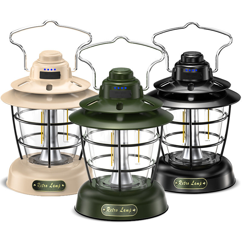 Camping Lantern Multi-Functional Retro Barn Lantern Tent Light Work Light Emergency Lighting Portable Mountain Camping Lamp