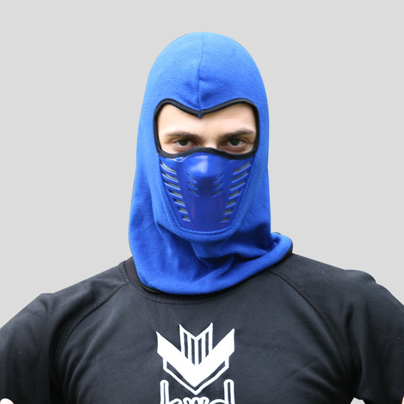 Winter Outdoor Riding Mask Cap Leather Mouth Thickened Fleece Hat Scarf Face Protection Warm Hat Head Cover Mask