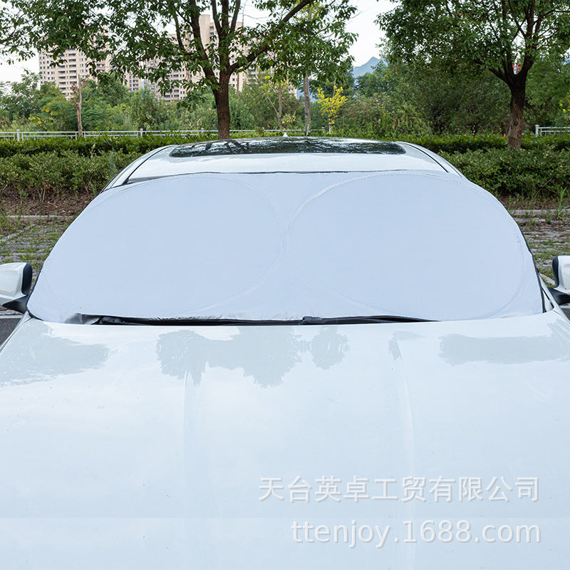 Car Double Circle Sunshade Sun Block Car Heat Insulation Silver Tape Snow Block Sun Protection Foldable
