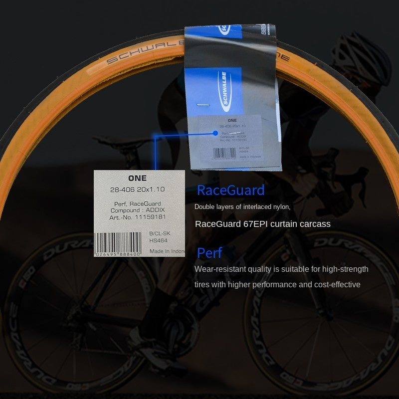 Schwalbe One Bicycle Folding Bike Puncture-Resistant Tire 451 406 Yellow Edge Tire Racing Small Wheel Diameter