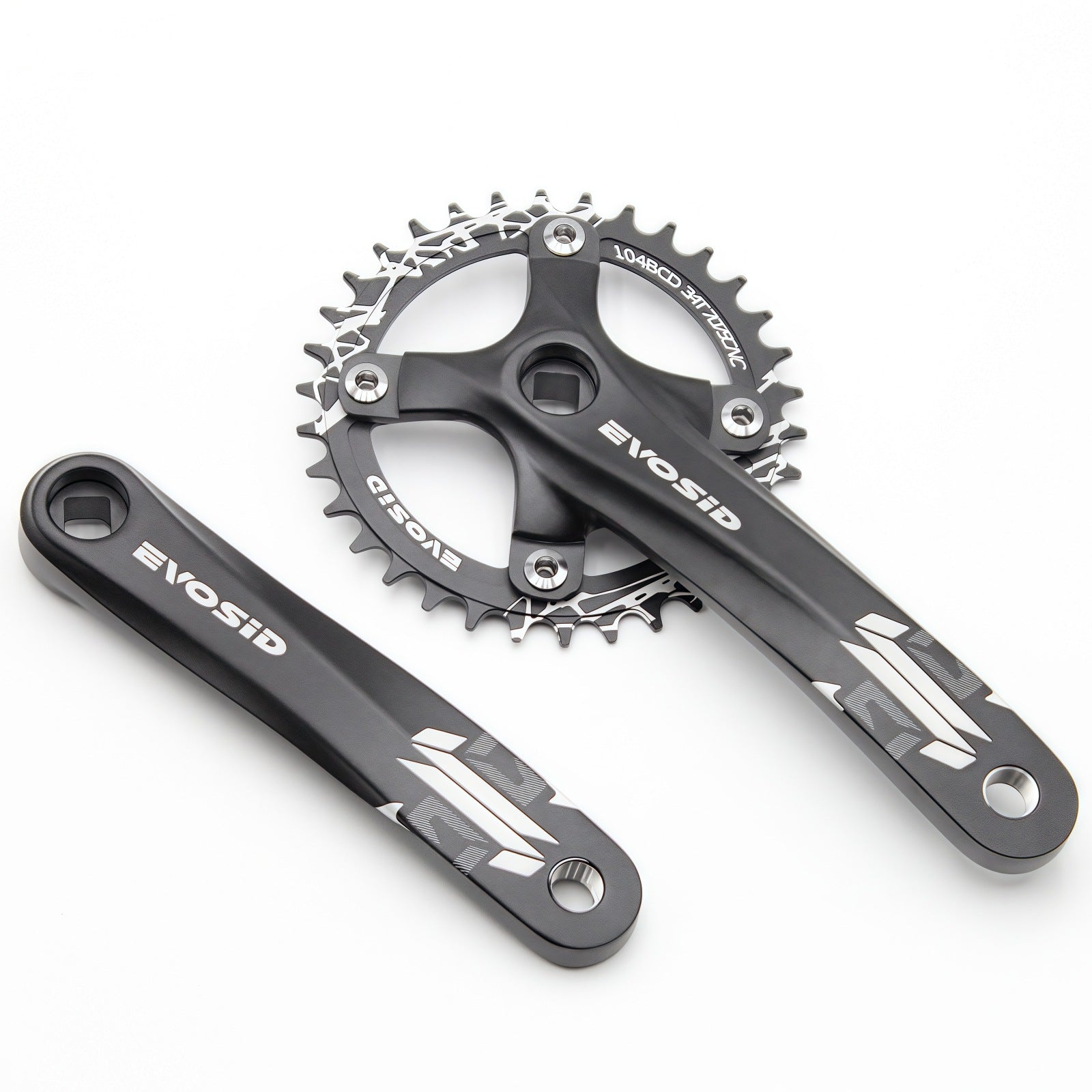 EVOSID Mountain Bike Crankset 104BCD Square Hole Crank 8/9/10/11/12 Speed Modified Single Chainring