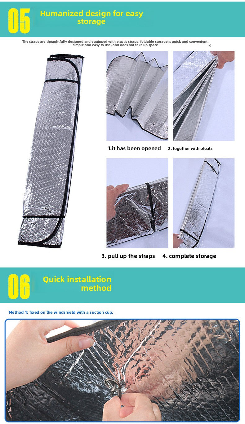 Car Sunshade Summer Heat Insulation Retractable Sunshade Aluminum Foil 140x70 Sunshade Umbrella Sun Protection