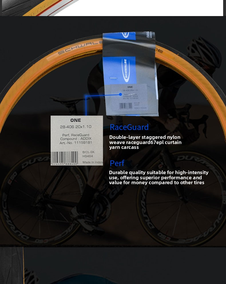 Schwalbe One Bicycle Folding Bike Puncture-Resistant Tire 451 406 Yellow Edge Tire Racing Small Wheel Diameter
