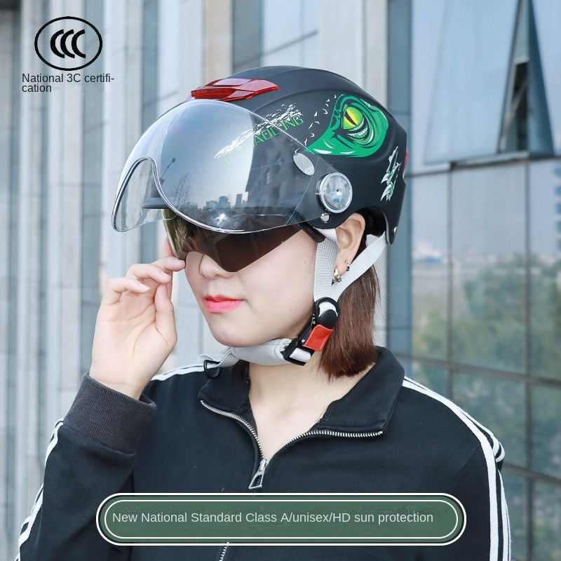 Helmet Certification Electric Car Motorcycle Unisex Four Seasons Safety Helmet Summer Sun-Proof and Breathable Advanced