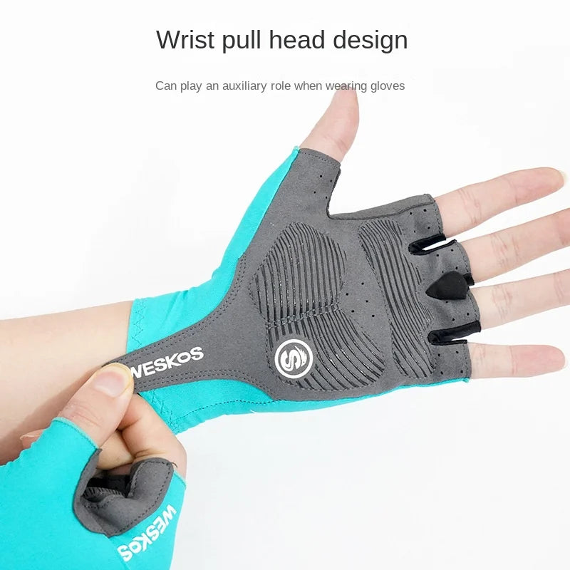 Outdoor Sports Summer Bicycle Cycling Sun Protection Half Finger Gloves Breathable Non-Slip Shockproof Mountain Bike Spot Wholesale