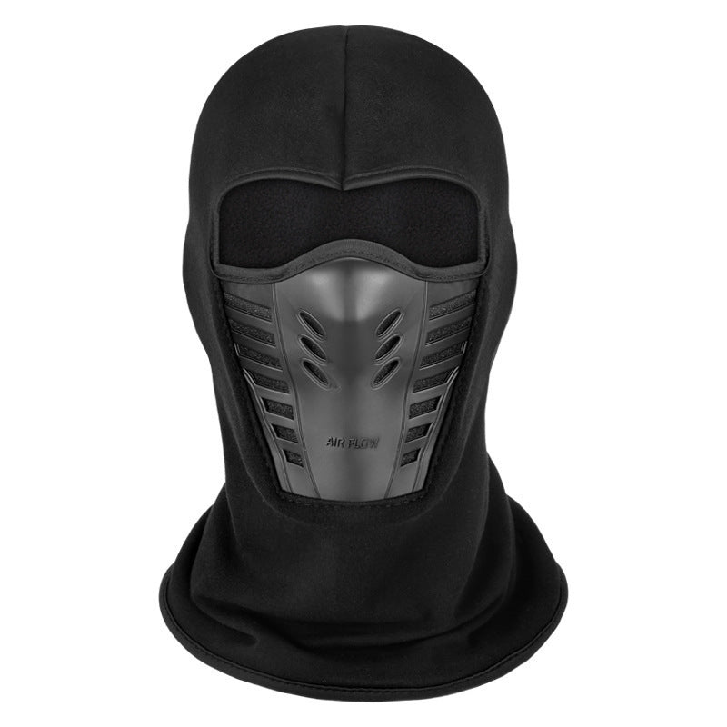 Winter Outdoor Riding Mask Cap Leather Mouth Thickened Fleece Hat Scarf Face Protection Warm Hat Head Cover Mask