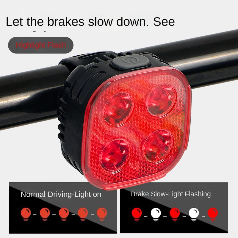 Bicycle Taillight USB Charging Intelligent Induction Stop Lamp Mountain Highway Vehicle Night Riding Warning Light Cycling Fixture