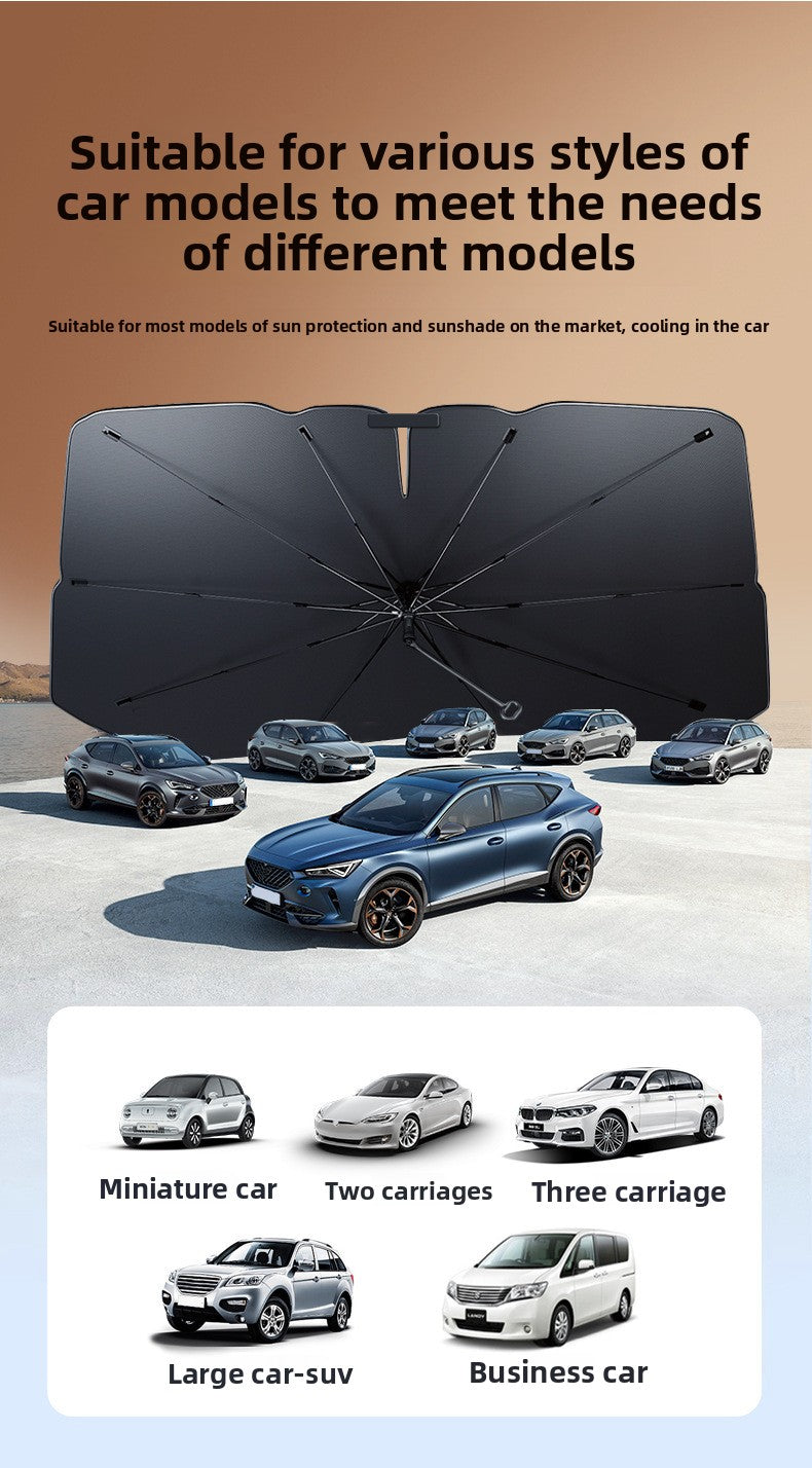 Car Sunshade Umbrella Glass Sunshade Sun Protection Cover Car Umbrella Heat Insulation Sunshade Curtain Car-mounted Foldable Titanium Silver Front Shield