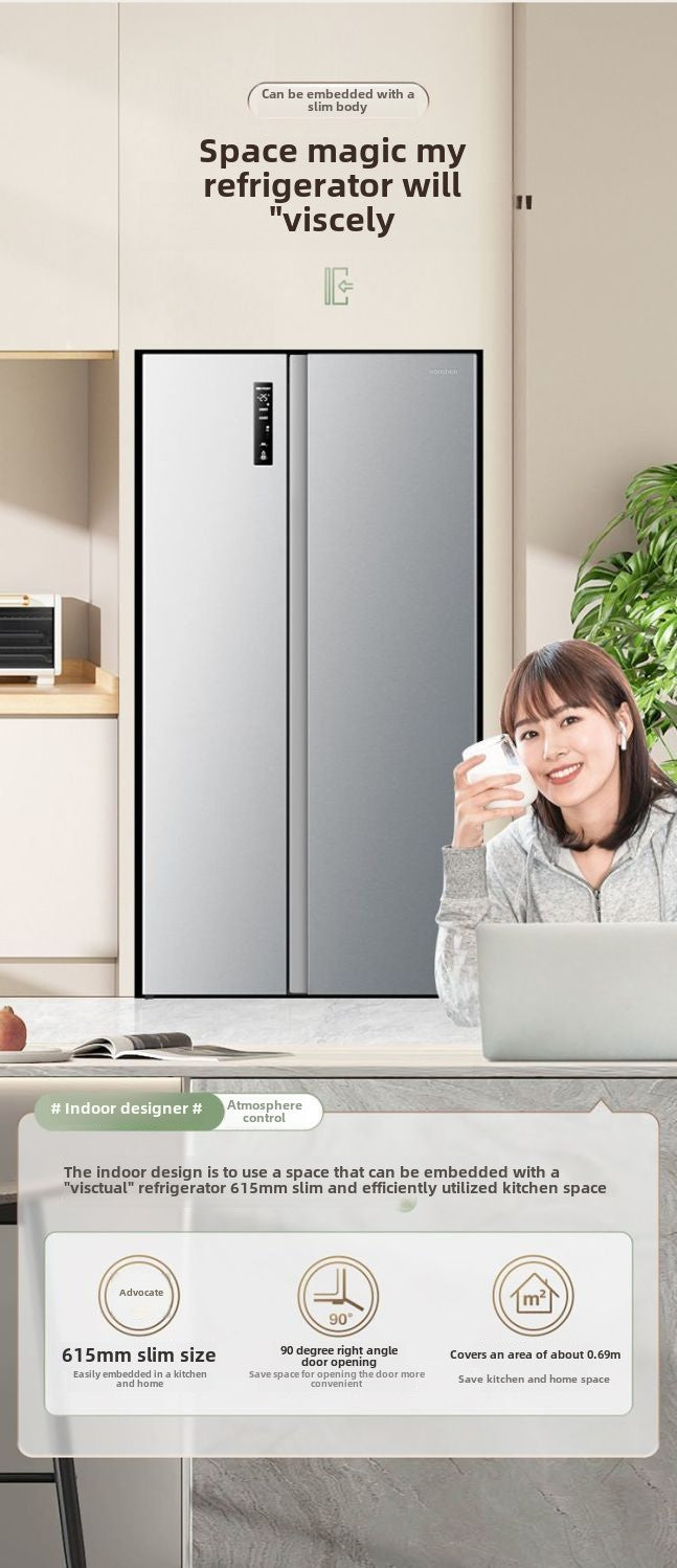 [Government Subsidy 15%] Ronshen Refrigerator 535L Open Double Door Large Capacity Air-Cooled Double Door Large Freezer