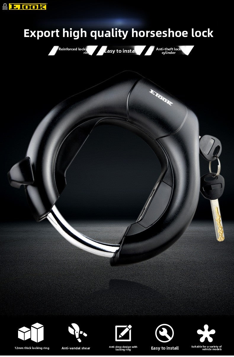 ETOOK Bicycle Lock Crab Claw Lock Horseshoe Lock Mountain Bike Road Bike Universal Anti-theft Strong Alloy Frame U-shaped Lock