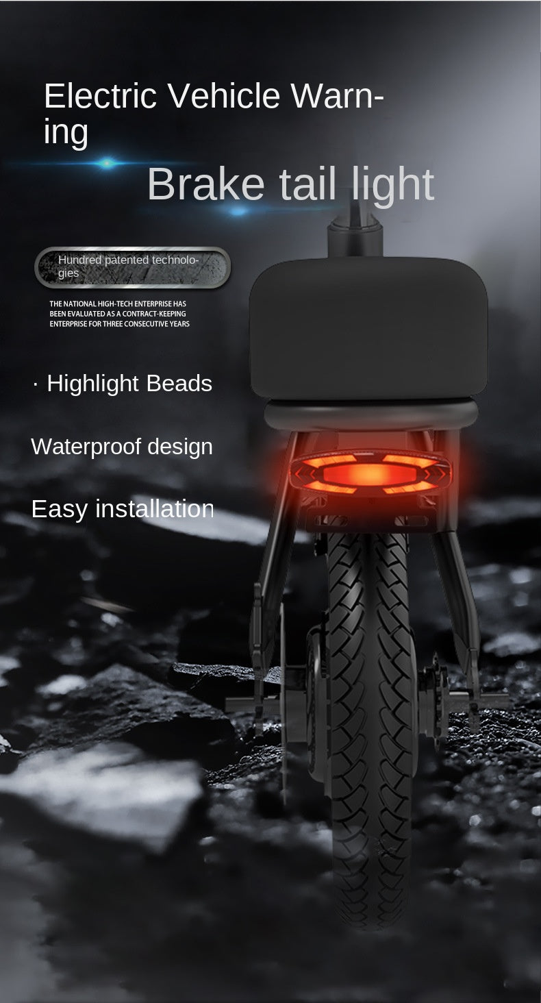 New Safety Night Riding LED High Brightness Electric Bike Brake Rear Light Waterproof Racing Steering Electric Bike Tail Light
