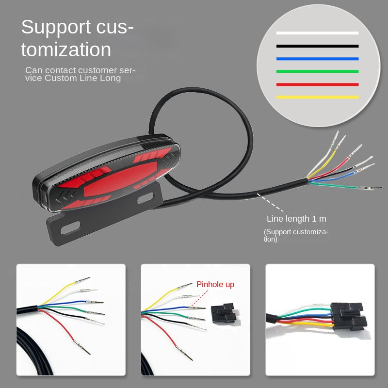 New Safety Night Riding LED High Brightness Electric Bike Brake Rear Light Waterproof Racing Steering Electric Bike Tail Light