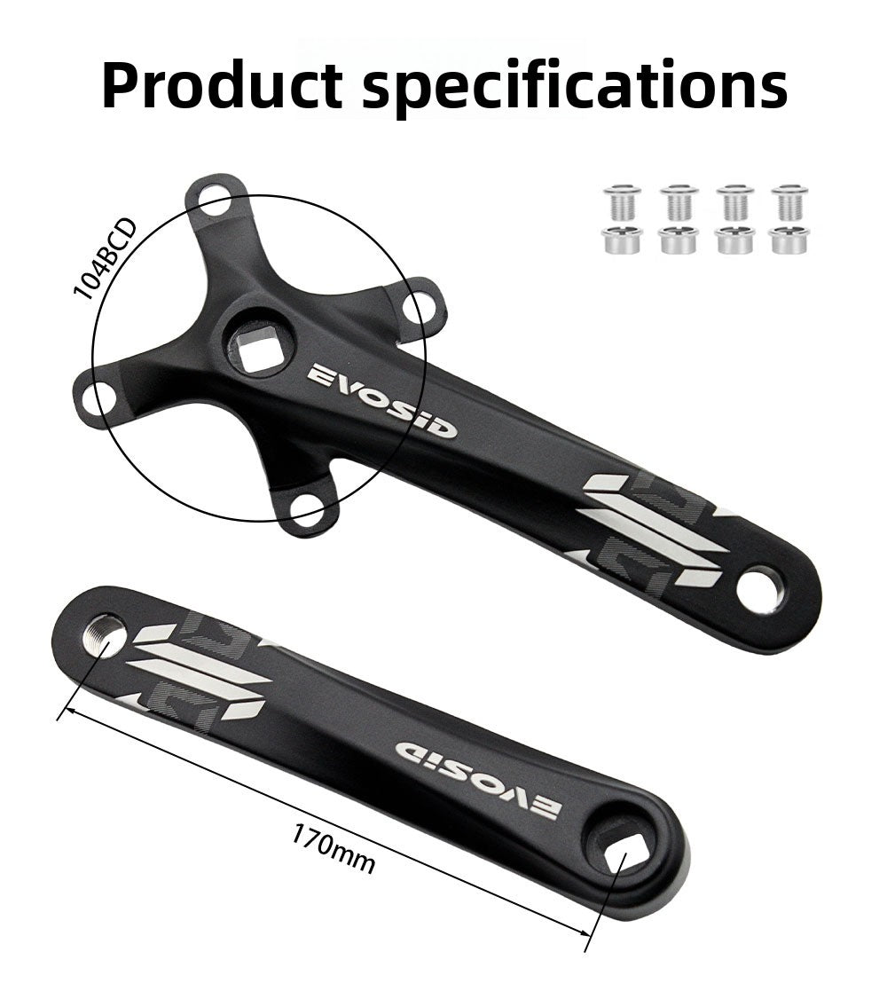 EVOSID Mountain Bike Crankset 104BCD Square Hole Crank 8/9/10/11/12 Speed Modified Single Chainring