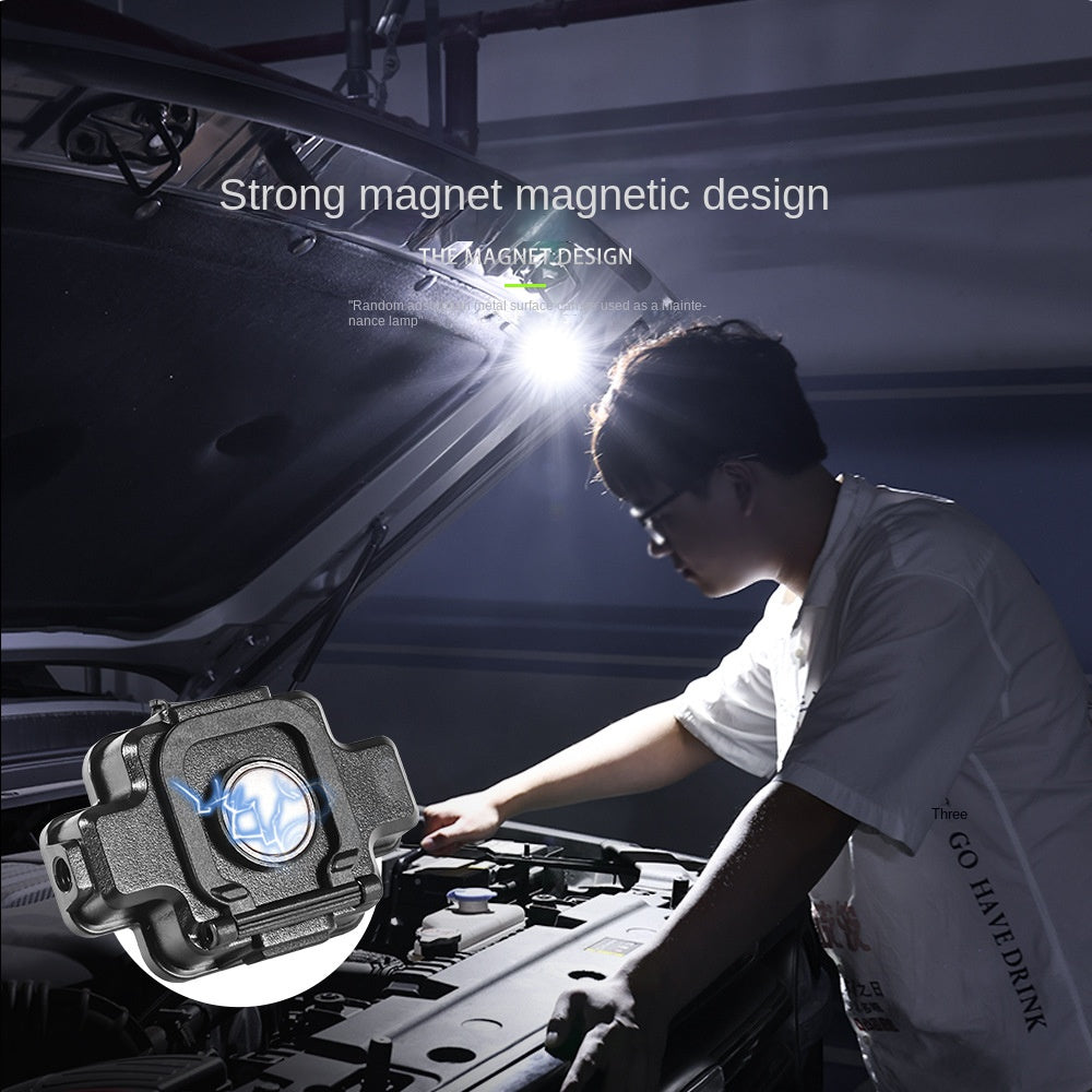 Work Light Cob Magnetic Suction Headlight USB Charging Fishing Night Running Riding Red Blue Light Warning Multifunctional Outdoor Light