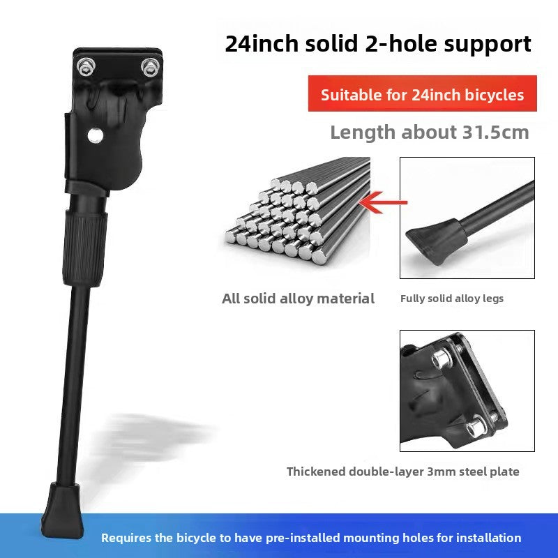 2-Hole MTB Kickstand 24 inch Replacement, 26 inch Bike Side Stand 2-Hole