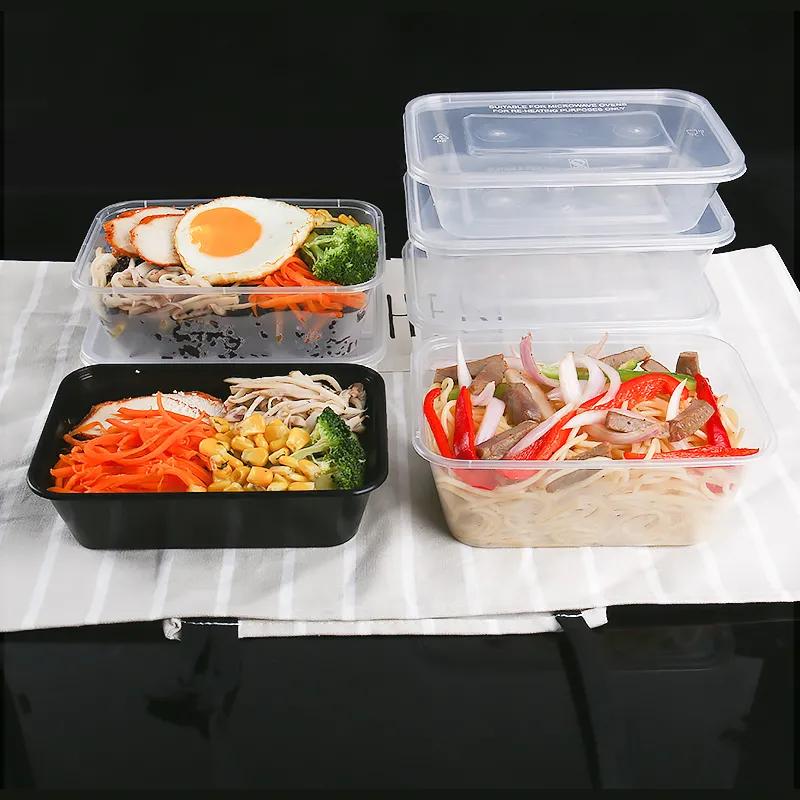 Disposable rectangular lunch box transparent tape cover thickened plastic take away fast food lunch box bento bowl