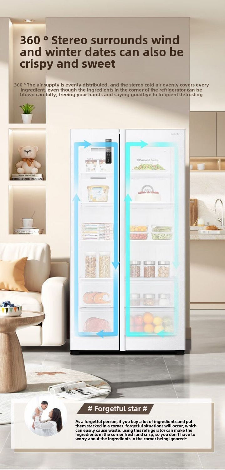 Rongsheng Refrigerator BCD-545WD6HP White Side-by-Side Door Level 1 Energy Efficiency Low Noise Household Dual Inverter