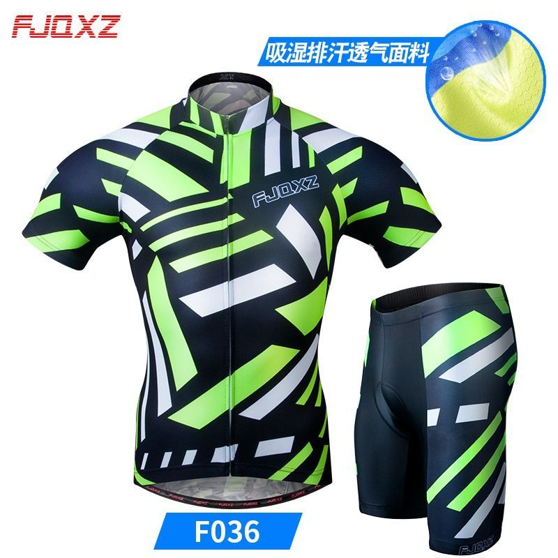 Fjqxz Summer Breathable Bicycle Short-Sleeve Cycling Clothes Suit Mountain Bike Clothing Road Bike Thin Men's Equipment