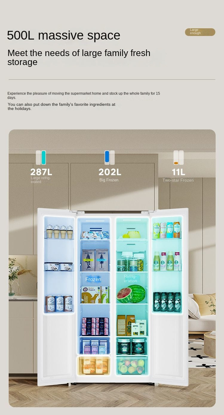 Skyworth 499L First-Class Energy Efficiency Large Capacity Household Refrigerator Double-Door Large Refrigerator Ultra-Thin Embedded Air Cooling Frostless