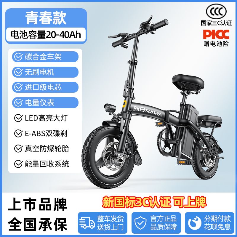 2025 New Model New National Standard Foldable Electric Bicycle Long Battery Life Can Be Placed in Trunk Adult Electric Bike