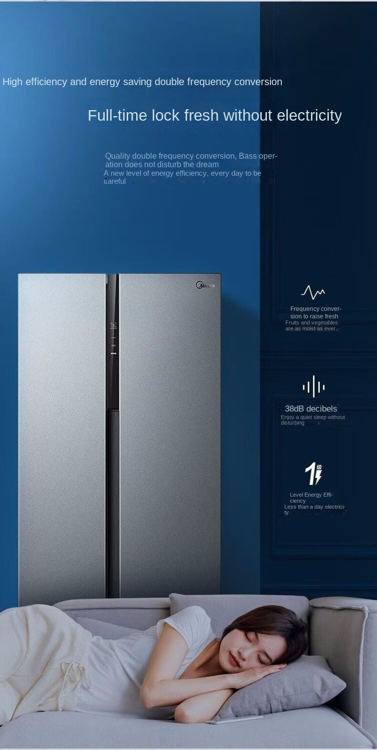 Midea Double-Door Refrigerator 554 Air Cooling Frostless Level 1 Dual Frequency Conversion Power Saving Large Capacity