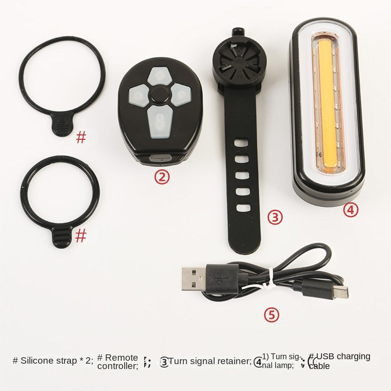 Bicycle Steering Taillight Wireless Remote Control USB Charging Mountain Highway Vehicle Night Riding Warning Light Cycling Fixture Light