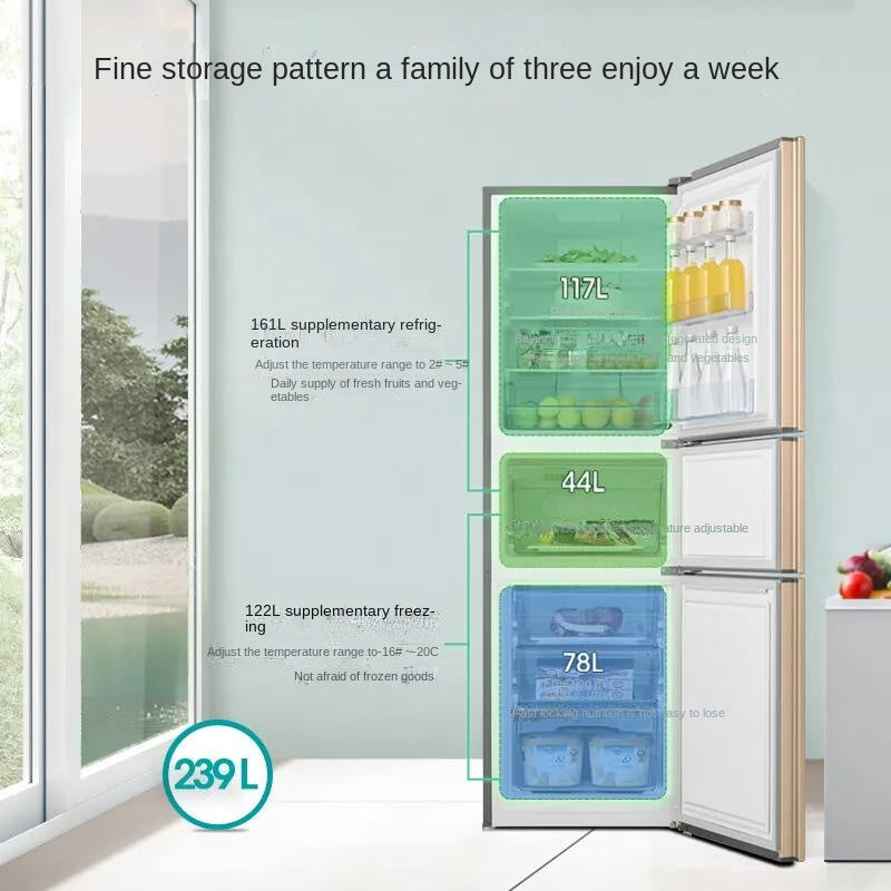 Hisense Refrigerator 239L 3 doors no frost BCD-239WYK1DPS