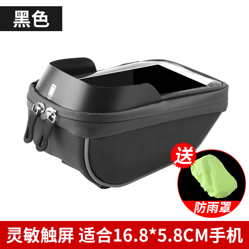 Bicycle Bag Mountain Bike Waterproof Touch Screen Phone Bag Pu with Baffle Handlebar Bag Mobile Phone Stand Bag