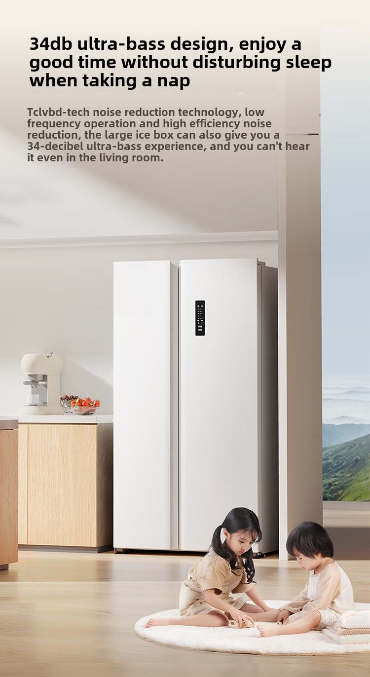 TCL 520L Side-by-Side Large Capacity White Ultra-Thin Refrigerator Dual Inverter First-Class Energy Efficiency Frost-Free Dual Circulation
