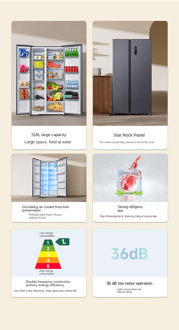 Xiaomi MiJia 516 L Refrigerator Double Door Large Capacity Air Cooling Frostless Double Frequency Conversion First Class Energy Saving Double Door Thin