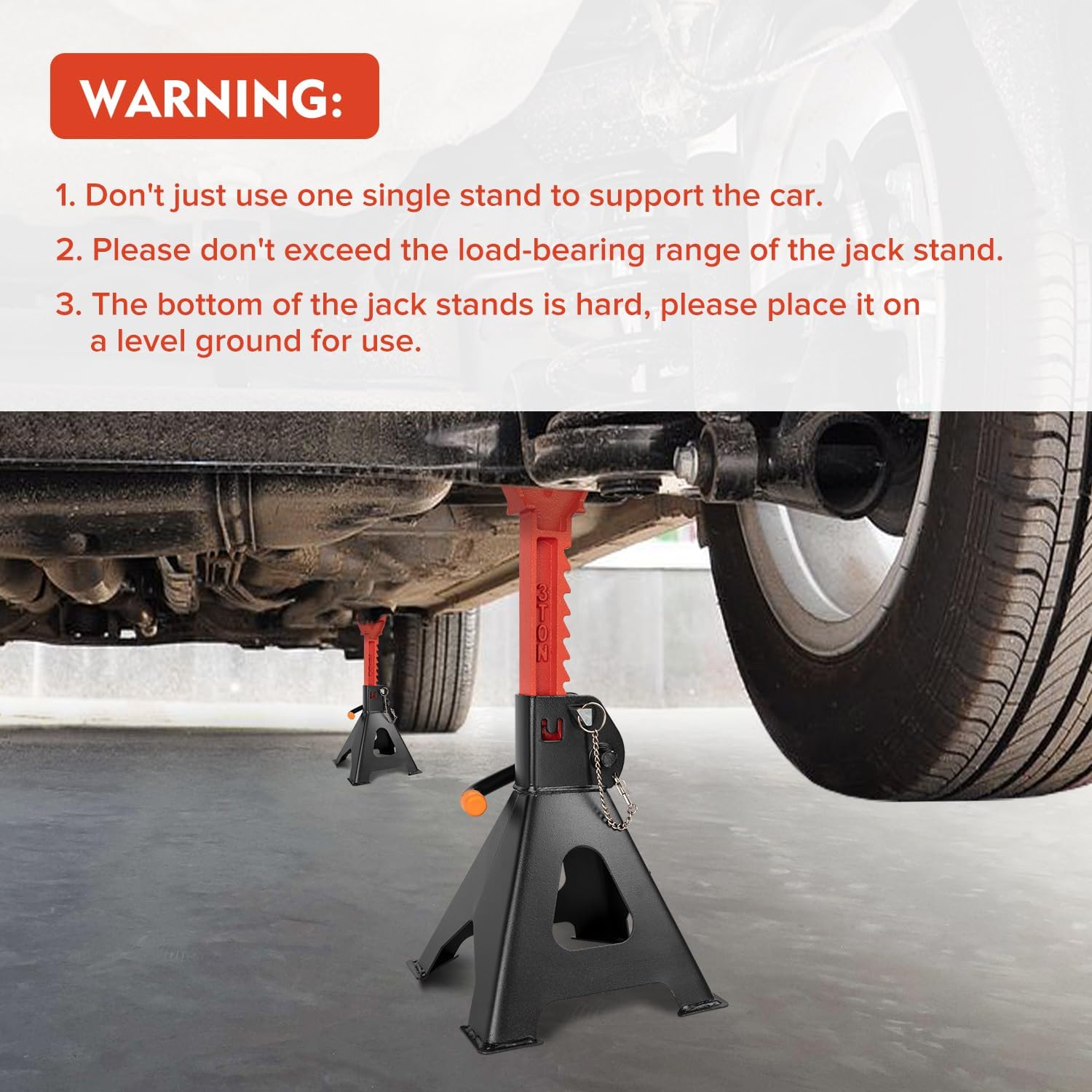 12 Ton Heavy Duty Screw Jack Stands - Industrial Car & Truck Lift