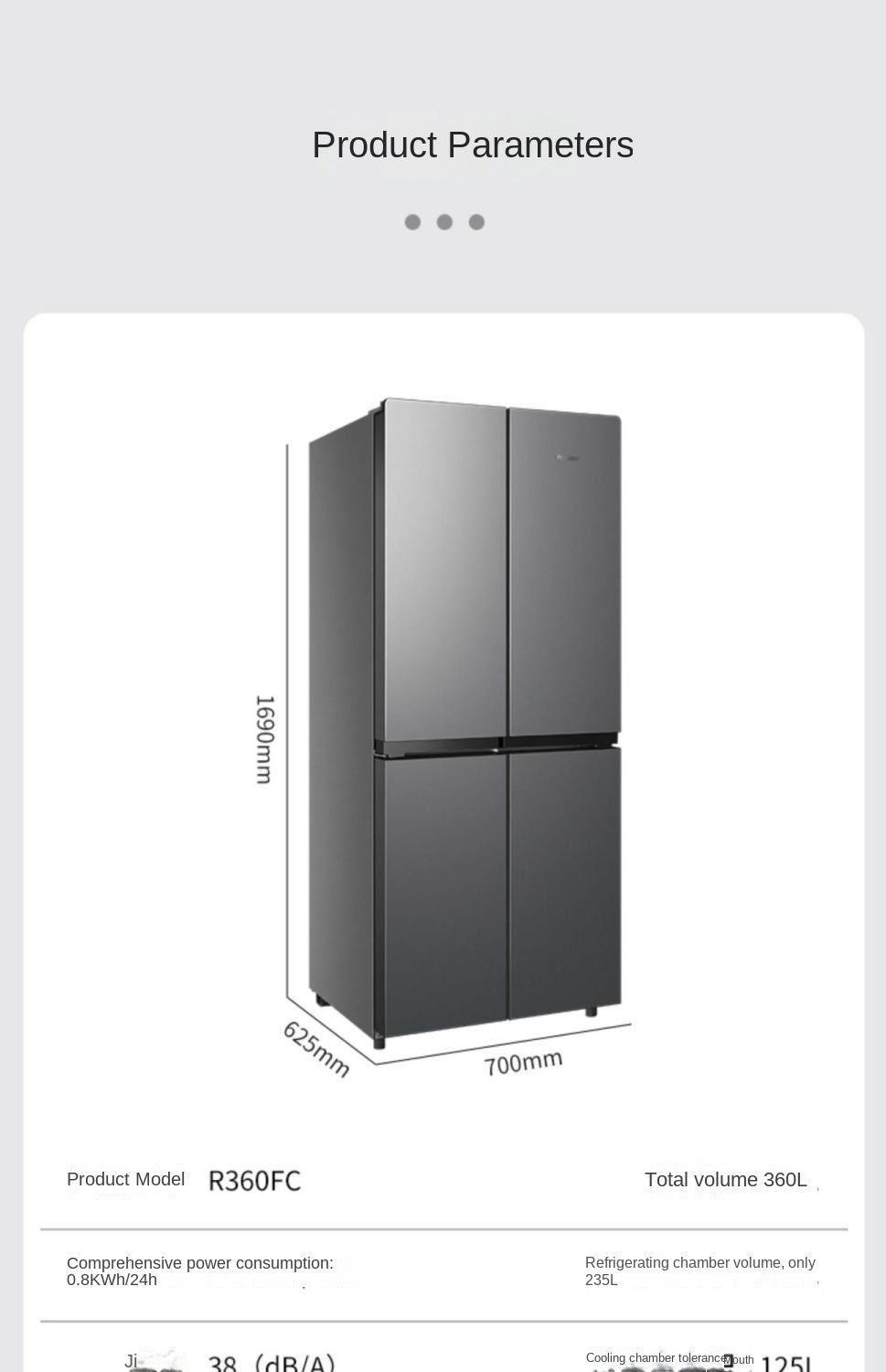 Royalstar Refrigerator 360L cross 4 doors no frost R360FC