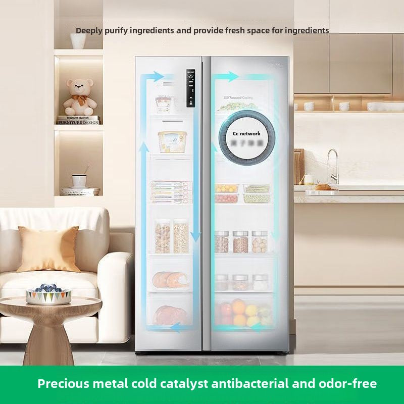 [Government Subsidy 15%] Ronshen Refrigerator 535L Open Double Door Large Capacity Air-Cooled Double Door Large Freezer