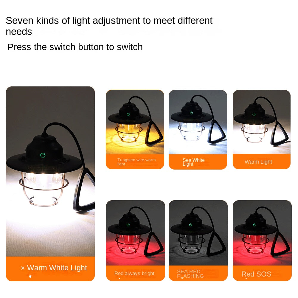 Customized Outdoor Lighting Camping Lamp USB Charging Retro Barn Lantern Campsite Lamp Ambience Light Tent LED Light for Camping