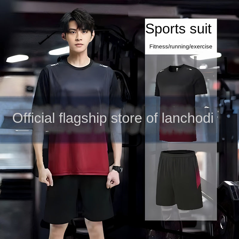 Sports Suit Men and Women Summer Silk Ice Quick-DryingTT-shirt Short Sleeve Basketball Training Fitness Clothes Morning Run Running Suit Equipment