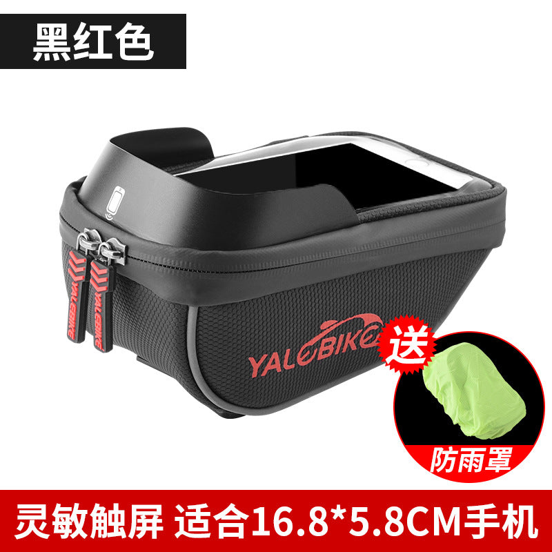 Bicycle Bag Mountain Bike Waterproof Touch Screen Phone Bag Pu with Baffle Handlebar Bag Mobile Phone Stand Bag