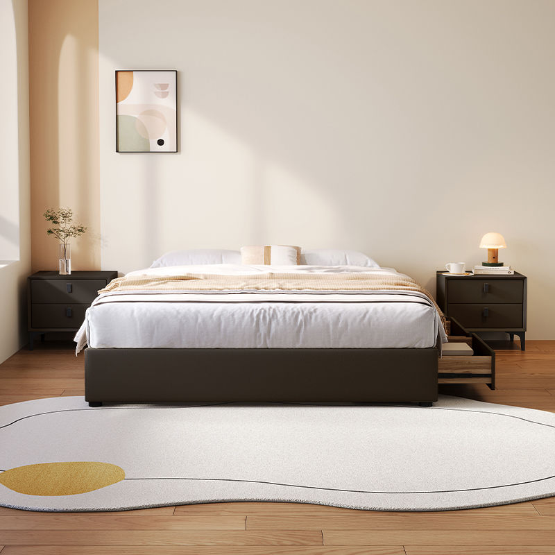 Кровать Feimashi Non-Bedside Modern Simple Home Master Bedroom Bed 1.5*2 M Double Marriage Bed Soft Bag Three-Drawer Bed 