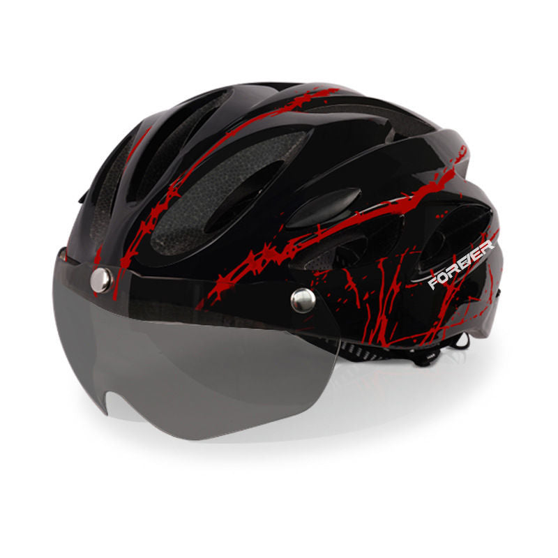 Permanent Riding Helmet Men's and Women's Mountain Bike Magnetic Suction Goggles Can Wear Myopia Glasses Bicycle Take-out Helmet