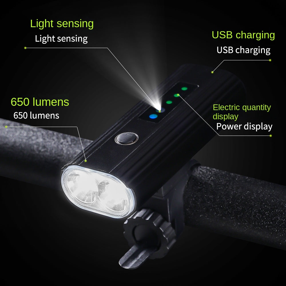 Intelligent Light Sense Bicycle Light Lighting Cycling Fixture Aluminum Alloy Bicycle Headlight 700 Lumen USB Cycling Light