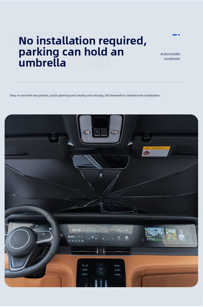 Car Sunshade Umbrella Glass Sunshade Sun Protection Cover Car Umbrella Heat Insulation Sunshade Curtain Car-mounted Foldable Titanium Silver Front Shield